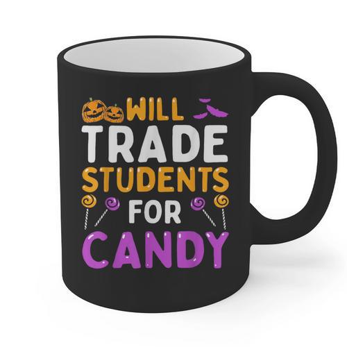 Will Trade Students For Candy Cute Halloween Costume Teacher For Men Women Kids Graphic Print Coffee Mug - teacherstshirts.com AU
