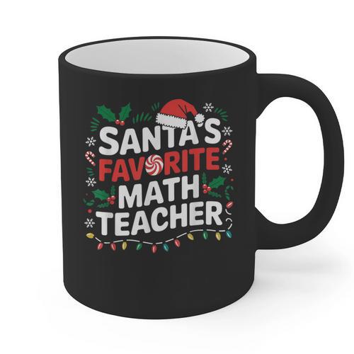 Xmas Lighting Santa's Favorite Math Teacher Christmas Graphic Print Coffee Mug - teacherstshirts.com
