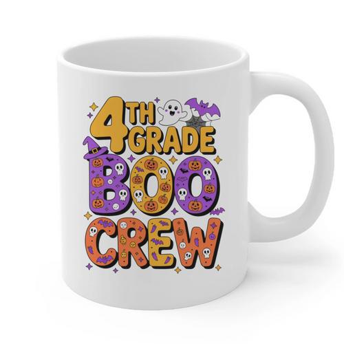 4th Grade Boo Crew Ghost Halloween Teacher Costume Graphic Print Coffee Mug - teacherstshirts.com AU
