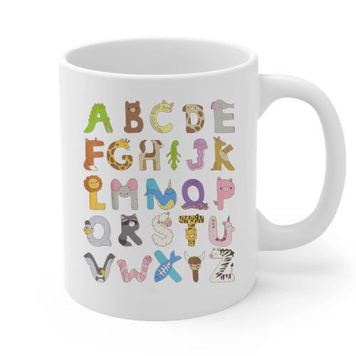 ABC Animals Alphabet Graphic Boys Girls Kindergarten Teacher Graphic Print Coffee Mug - teacherstshirts.com DE