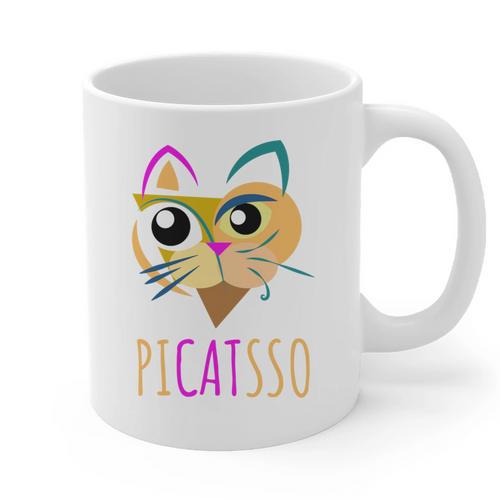 Abstract Cat Art Picatsso Shirt For Art Teachers Graphic Print Coffee Mug - teacherstshirts.com