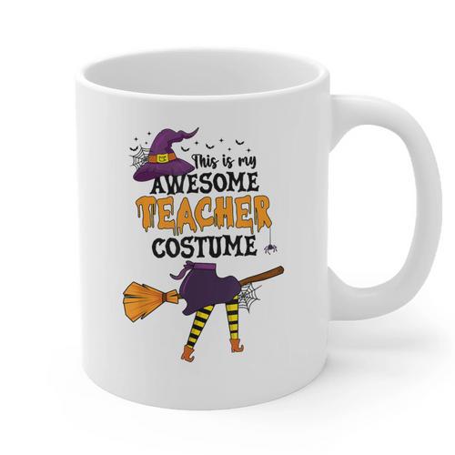 This Is My Awesome Teacher Costume Halloween Witch Graphic Print Coffee Mug - teacherstshirts.com