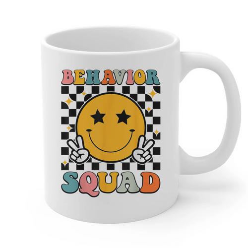 Behavior Squad Specialist Analyst Behavior Teacher Retro Graphic Print Coffee Mug - teacherstshirts.com