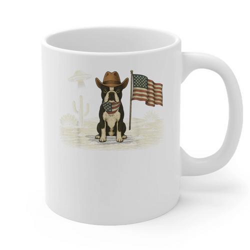 Boston Terrier 4th Of July US American Flag Dog Patriotic Graphic Print Coffee Mug - Bostonterriersmerch.com