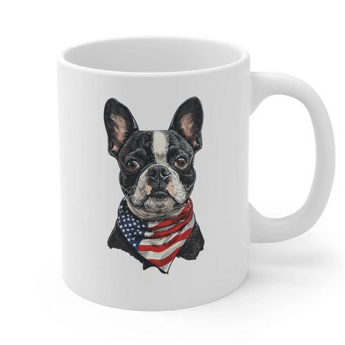 Boston Terrier American Flag Graphic Print Coffee Mug - Bostonterriersmerch.com