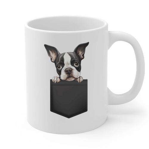 Boston Terrier Dog Puppy Dog In Pocket Cute Pet Lover Graphic Print Coffee Mug - Bostonterriersmerch.com