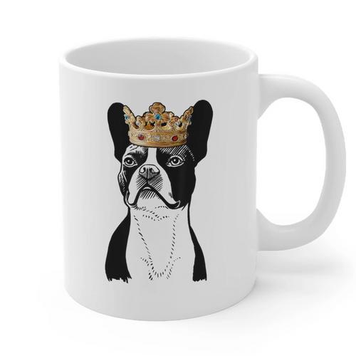 Boston Terrier Dog Wearing Crown For Men Women Girls Kids Graphic Print Coffee Mug - Bostonterriersmerch.com