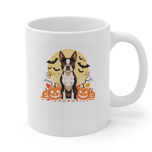 Boston Terrier Halloween Dog Lover Pumpkin Costume Graphic Print Coffee Mug - Bostonterriersmerch.com