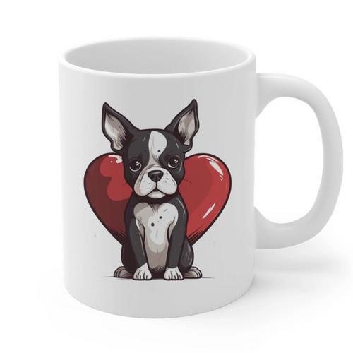 Boston Terrier Mom Dad Bostie Dog Lover Valentines Day Graphic Print Coffee Mug - Bostonterriersmerch.com