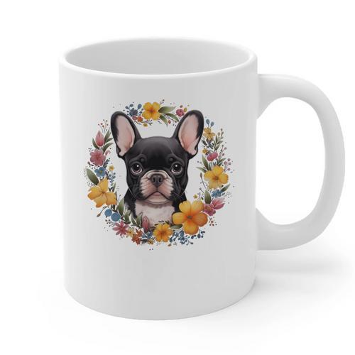 Boston Terrier Mom Floral Bostie Dog Lover Flowers Cute Graphic Print Coffee Mug - Bostonterriersmerch.com