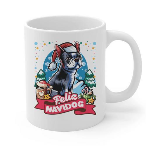 Boston Terrier Santa Claus Coffee Mug Merry Christmas Dogs Graphic Print Coffee Mug - Bostonterriersmerch.com