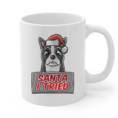 Boston Terrier Santa Claus Hat Merry Christmas Dog X-Mas Graphic Print Coffee Mug - Bostonterriersmerch.com