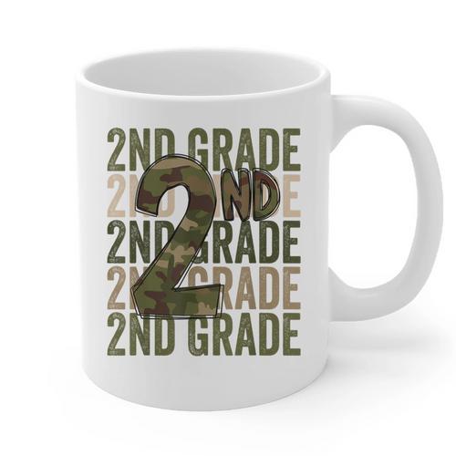 Camo Team 2nd Grade Squad Back To School Teacher Kids Boys Graphic Print Coffee Mug - teacherstshirts.com