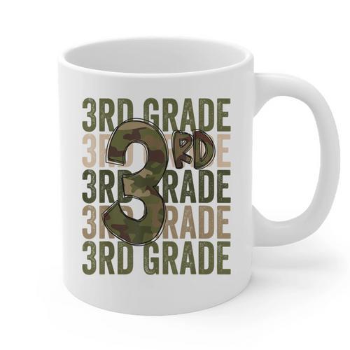 Camo Team 3rd Grade Squad Back To School Teacher Kids Boys Graphic Print Coffee Mug - teacherstshirts.com
