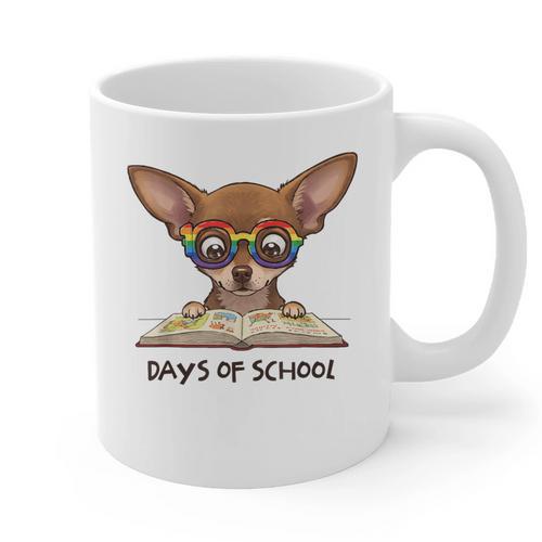 Chihuahua 100 Days Of School Rainbow Glasses Teacher Graphic Print Coffee Mug - teacherstshirts.com
