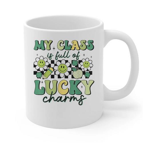 My Class Is Full Of Lucky Charms St Patricks Day Teacher Graphic Print Coffee Mug - teacherstshirts.com