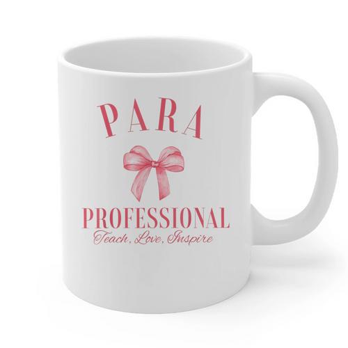 Coquette Bow Paraprofessional School Para Squad Teacher Aide Graphic Print Coffee Mug - teacherstshirts.com