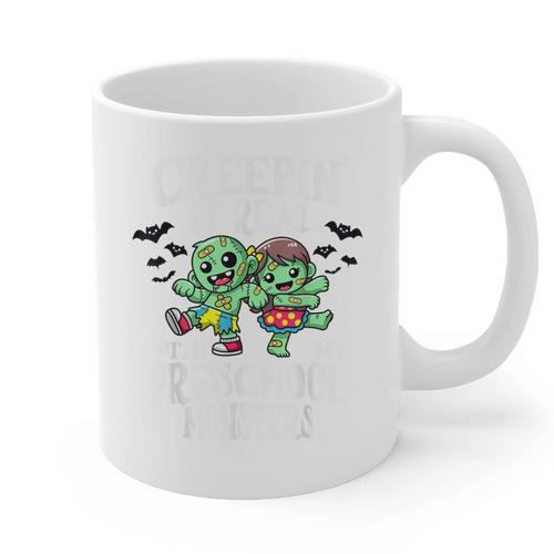Creepin It Real Monster School Preschool Teacher Halloween Graphic Print Coffee Mug - teacherstshirts.com AU