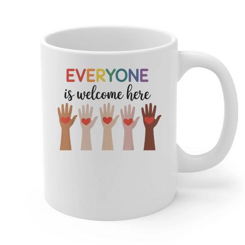 Everyone Is Welcome Here Idaho Teacher Graphic Print Coffee Mug - teacherstshirts.com