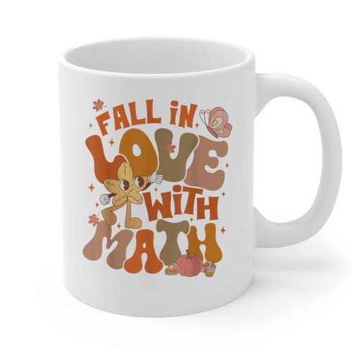 Fall In Love With Science Math Teacher Fall Thanksgiving Graphic Print Coffee Mug - teacherstshirts.com AU