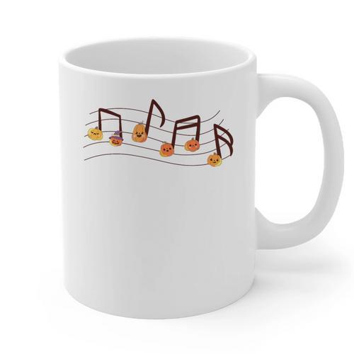 Fall Music Teacher Halloween Pumpkin Music Note Fall Teacher Graphic Print Coffee Mug - teacherstshirts.com CA