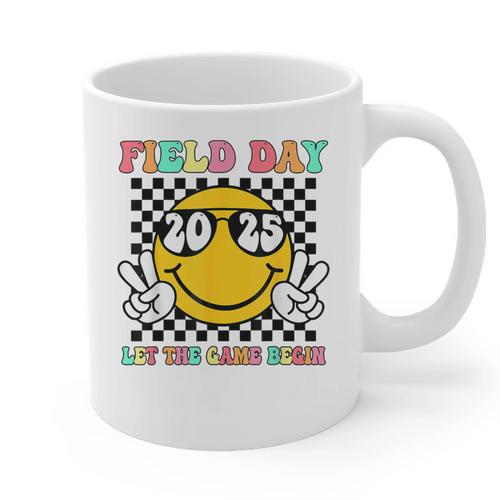 Field Day 2025 Let The Games Begin Yellow Team Teachers Kids Graphic Print Coffee Mug - teacherstshirts.com