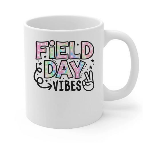 Field Day Vibes For Teacher Kids Happy Field Day 2025 Graphic Print Coffee Mug - teacherstshirts.com AU