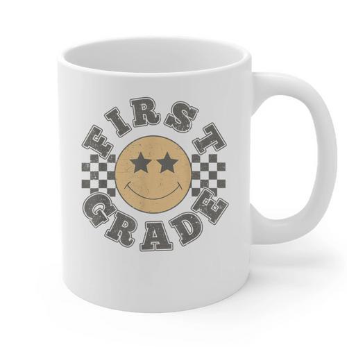 First Grade Teacher First Day Of 1st Grade Back To School Graphic Print Coffee Mug - teacherstshirts.com CA