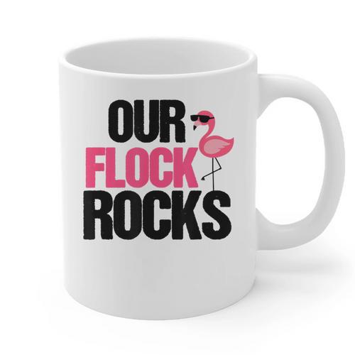 Our Flock Rocks Flamingo Mother's Day Teacher Graphic Print Coffee Mug - teacherstshirts.com