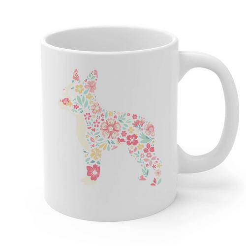 Floral FLower Boston Terrier Mom Grandma Graphic Print Coffee Mug - Bostonterriersmerch.com