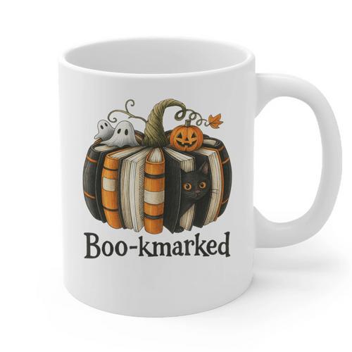 Fun Fall Book Lover Cute Teacher Student Halloween Graphic Print Coffee Mug - teacherstshirts.com