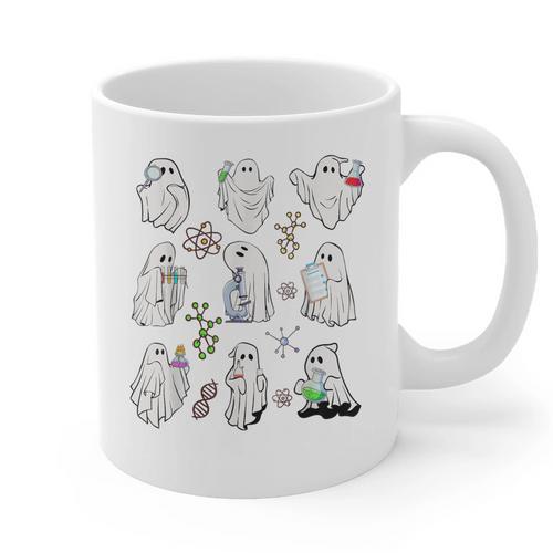 Ghost Science Teacher Chemistry Laboratory Halloween Costume Graphic Print Coffee Mug - teacherstshirts.com AU