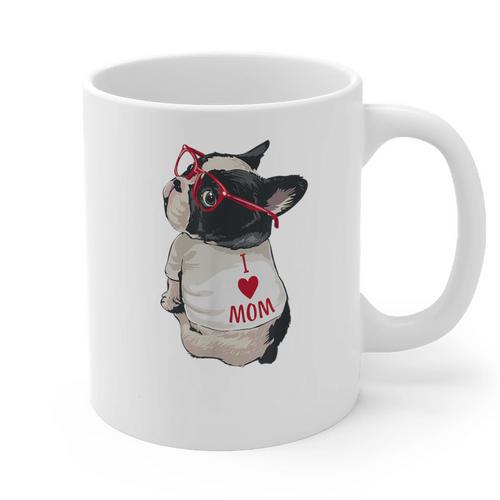 Girls I Heart Mom Love Mama Boston Terrier Dog Lover Graphic Print Coffee Mug - Bostonterriersmerch.com
