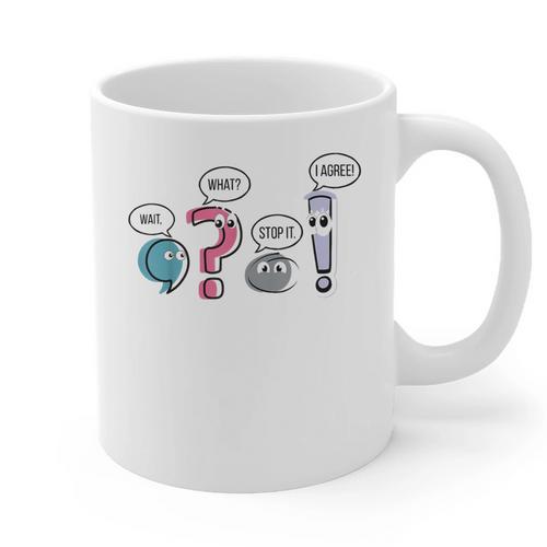 Grammar Teacher Punctuation English First Day Back To School Graphic Print Coffee Mug - teacherstshirts.com UK