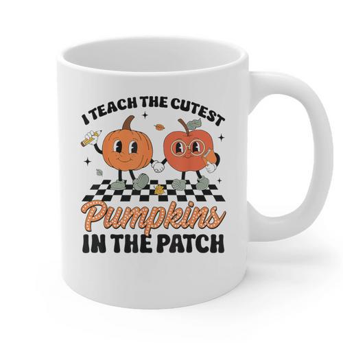 Groovy I Teach The Cutest Pumpkins In The Patch For Teacher Graphic Print Coffee Mug - teacherstshirts.com AU