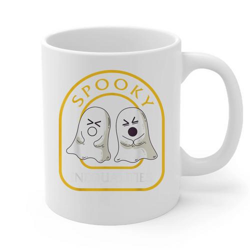 Halloween Math Teacher Cottagecore Spooky Inequalities Ghost Graphic Print Coffee Mug - teacherstshirts.com