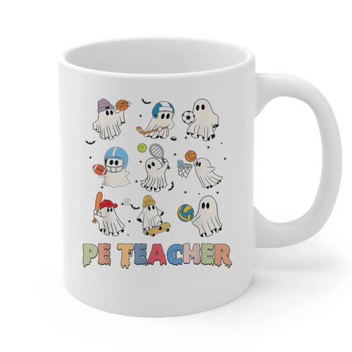 Halloween PE Teacher Spooky Physical Education Teacher Graphic Print Coffee Mug - teacherstshirts.com UK