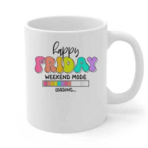 Happy Friyay Teacher School Friday Weekend Vibes Graphic Print Coffee Mug - teacherstshirts.com