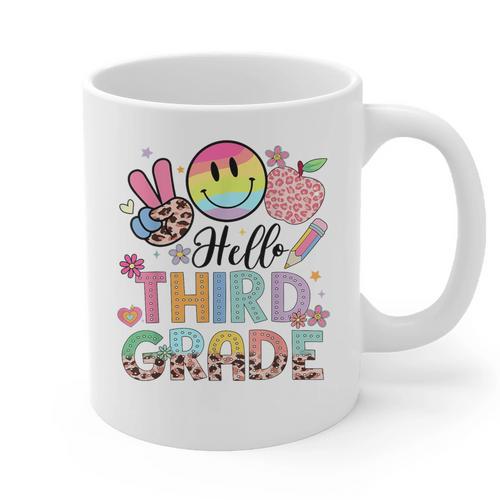 Hello 3rd Grade Boy Girl Teacher Back To School 3rd Grade Graphic Print Coffee Mug - teacherstshirts.com AU