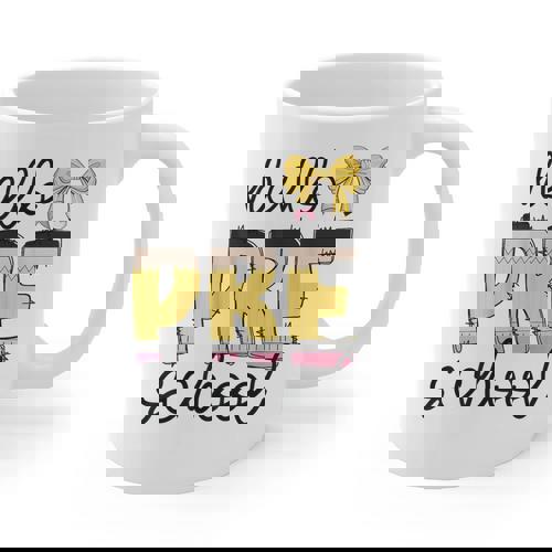 Hello Pre-K Preschool Back To School First Day Teacher Kids Graphic Print Coffee Mug - teacherstshirts.com