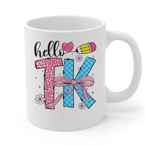 Hello TK Transitional Kindergarten Back To School Teacher Graphic Print Coffee Mug - teacherstshirts.com DE