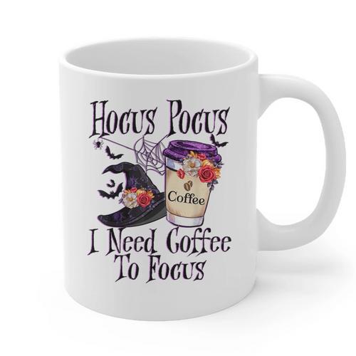 Hocus Pocus I Need Coffee To Focus Halloween Teacher Graphic Print Coffee Mug - teacherstshirts.com