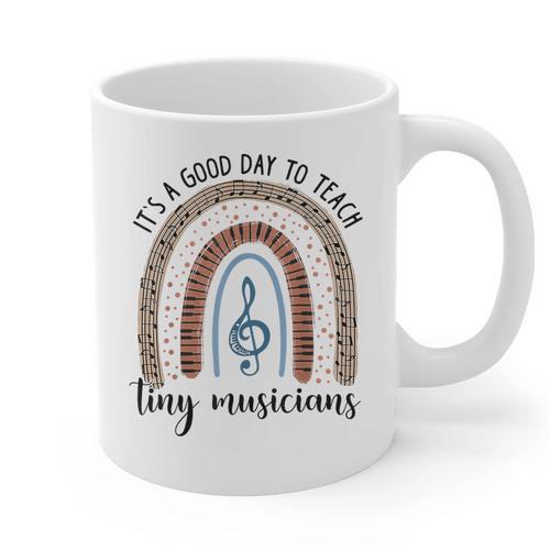 Its A Good Day To Teach Tiny Musicians Music Teacher Rainbow Graphic Print Coffee Mug - teacherstshirts.com AU