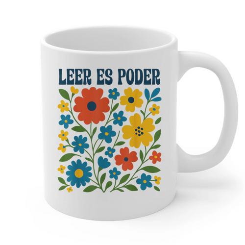 Leer Es Poder Cute Floral Boho Spanish Teacher Reading Graphic Print Coffee Mug - teacherstshirts.com