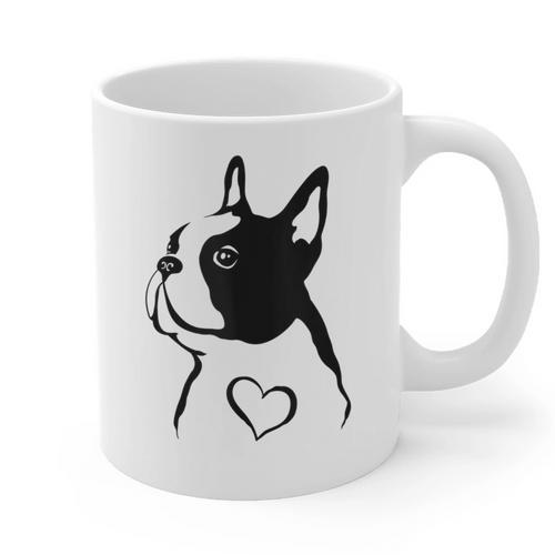 I Love My Boston Terrier Dog With Heart Graphic Print Coffee Mug - Bostonterriersmerch.com