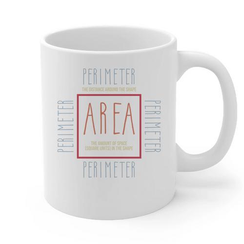 Math Teacher Area Perimeter Cool Math Math Teacher Graphic Print Coffee Mug - teacherstshirts.com UK