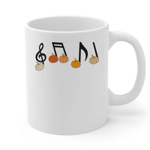 Music Notes Pumpkin Music Teacher Musician Fall Halloween Men Women Kids Graphic Print Coffee Mug - teacherstshirts.com CA