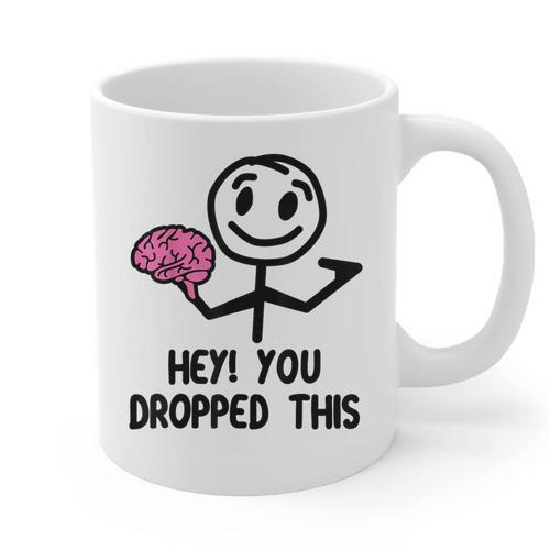 Nerdy Hey You Dropped This Brain Math Teacher Graphic Print Coffee Mug - teacherstshirts.com UK