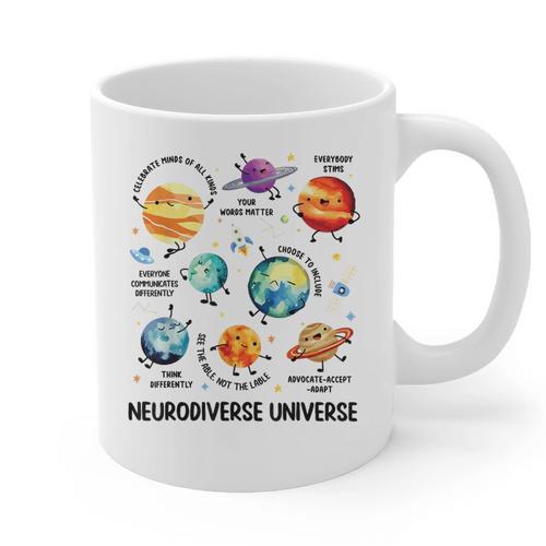 Neurodiverse Universe Space Planet Special Education Teacher Graphic Print Coffee Mug - teacherstshirts.com
