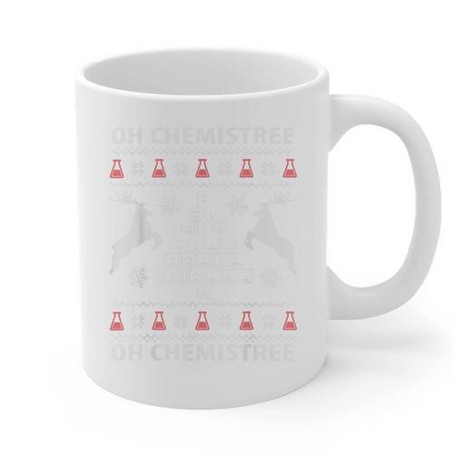 Oh Chemistree Ugly Christmas Sweater Science Student Teacher Graphic Print Coffee Mug - teacherstshirts.com